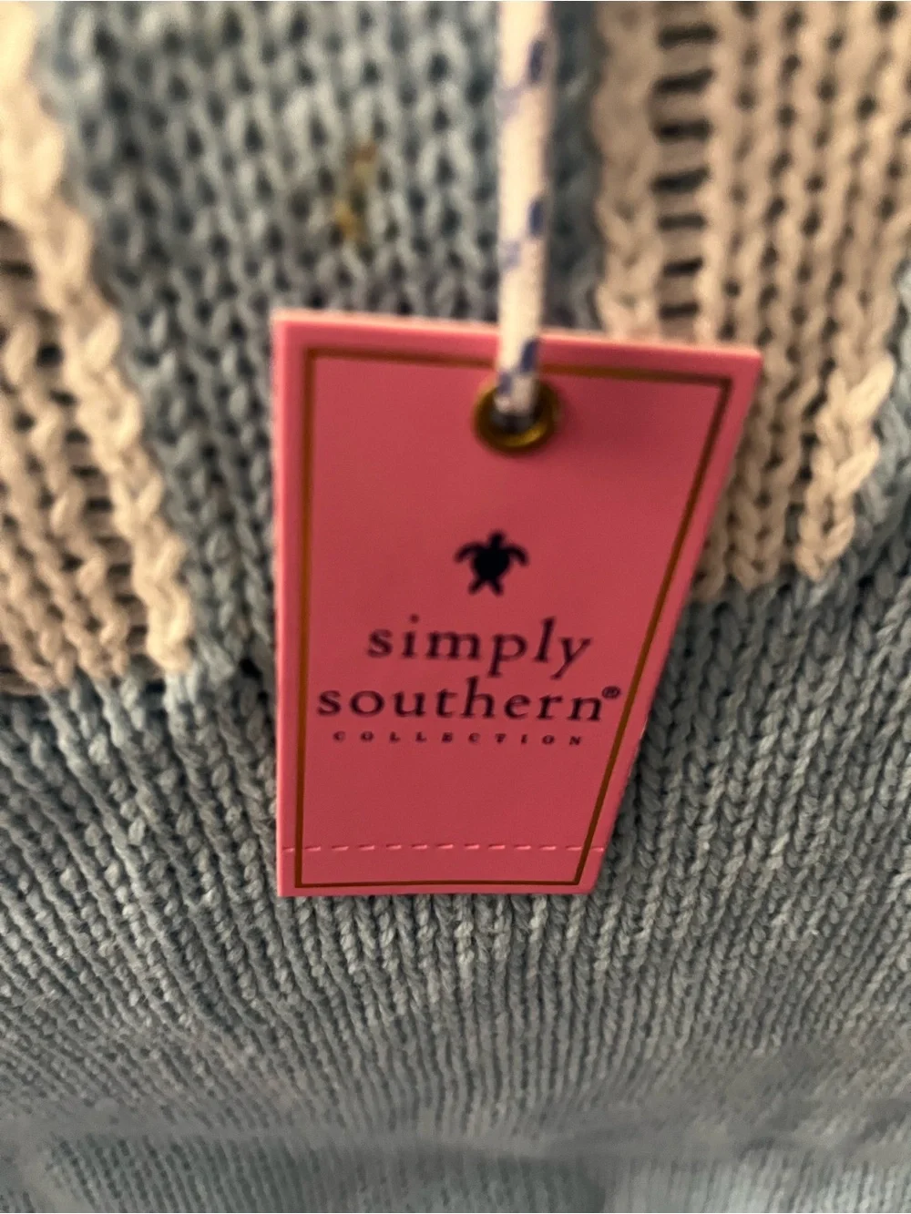 Simply Southern Light Blue Crewneck Sweater with Cream 'LAKE' Lettering